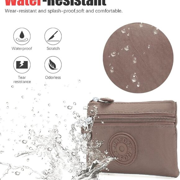 Chic Waterproof Coin Purse - 2-Layer Oxford Cloth Pouch for Women in Green+Khaki - Picture 7 of 7